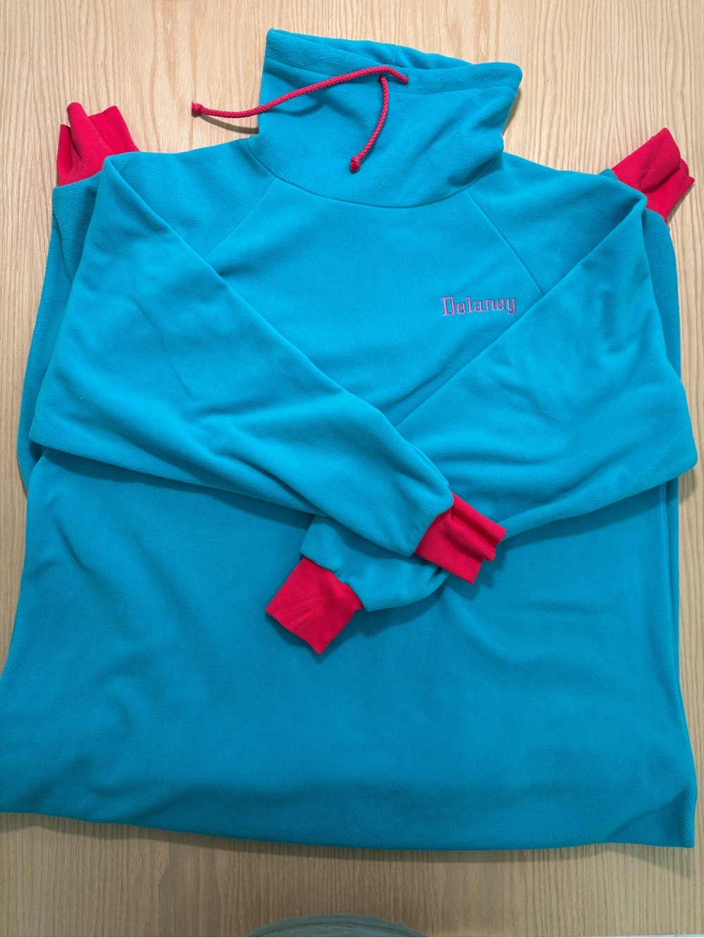 Women's Teal Fleece Onesie with Pink Accents
